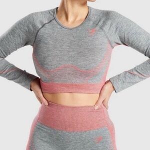 Gymshark Heather Gray and Coral Top